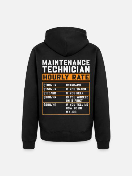 Maintenance Technician Hourly Rate - Unisex Premium Organic Zip Hoodie - black