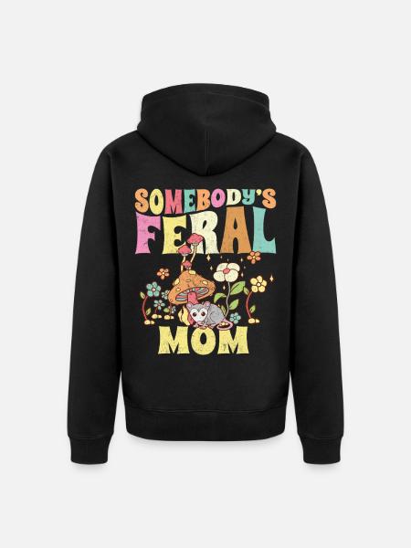 Somebody's Feral Mom - Unisex Premium Organic Zip Hoodie - black