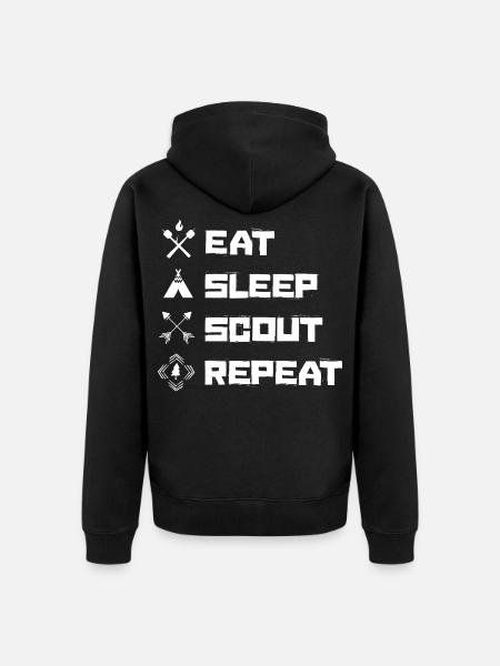 Eat Sleep Scout Repeat Scouting Hobby - Unisex Premium Organic Zip Hoodie - black