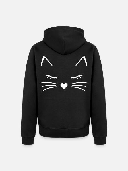 Cat Face - Unisex Premium Organic Zip Hoodie - black