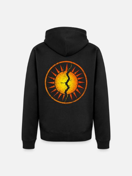 Cracked Sunburst Emblem - Unisex Premium Organic Zip Hoodie - black