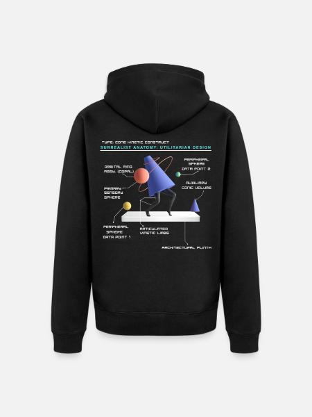 Retro Futuristic Cone Kinetic Construct T-shirt - Unisex Premium Organic Zip Hoodie - black