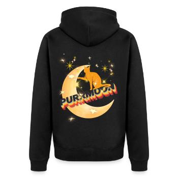 PURRMOON - Unisex Premium Organic Zip Hoodie - black - Back - Nico (187cm)