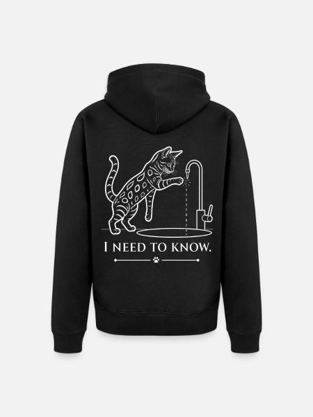 Curious Bengal Cat - Unisex Premium Organic Zip Hoodie - black