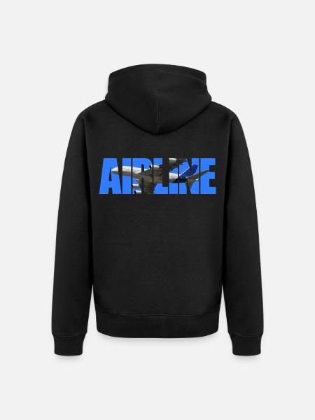 Airline Bold Cutout Jet Art - Unisex Premium Organic Zip Hoodie - black