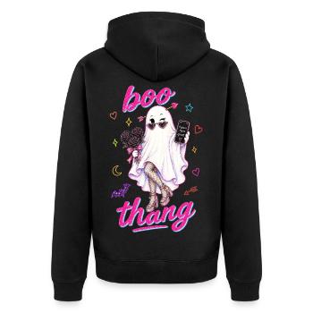 Boo Thang Taken By A Ghost Halloween Neon Pink - Unisex Premium Organic Zip Hoodie - black - Back - Nico (187cm)
