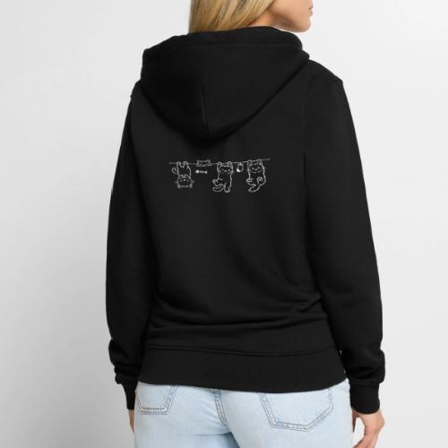 Minimalist Hanging Cats Line Art - Cute Kittens - Unisex Premium Organic Zip Hoodie