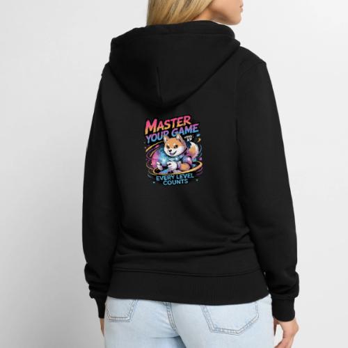 Cute Gamer Shiba Inu Level Up - Unisex Premium Organic Zip Hoodie