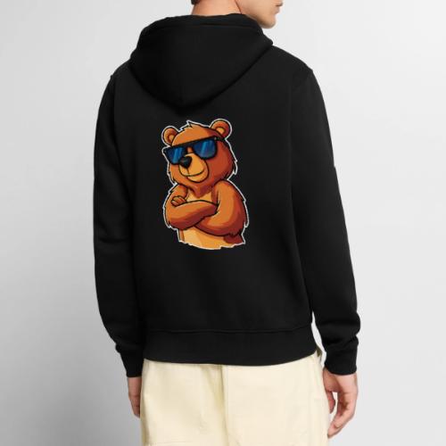 Cool Bear Sunglasses Cartoon Design - Unisex Premium Organic Zip Hoodie