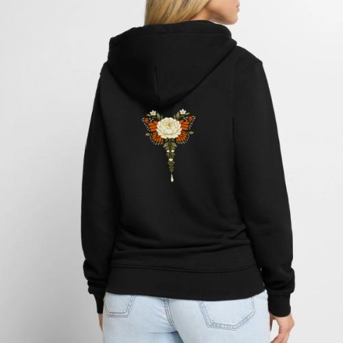 Monarch Butterfly Floral Botanical Art - Unisex Premium Organic Zip Hoodie