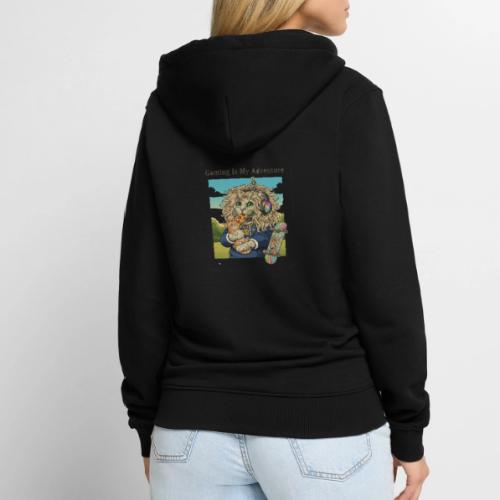 Gaming Cat Adventure: Pizza & Skates - Unisex Premium Organic Zip Hoodie