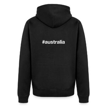 AUSTRALIA Hashtag - Unisex Premium Organic Zip Hoodie - black - Back - Nico (187cm)