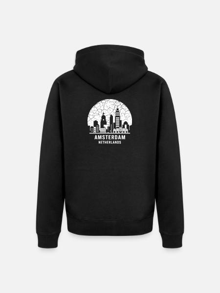 Amsterdam Skyline Silhouette Design - Unisex Premium Organic Zip Hoodie - black