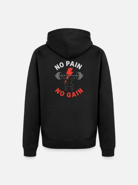 No Pain No Gain Gym - Unisex Premium Organic Zip Hoodie - black