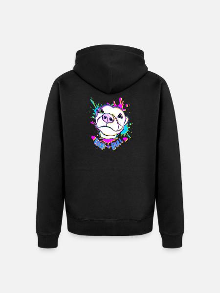 Boop-a-Bull Neon Splash - Unisex Premium Organic Zip Hoodie - black