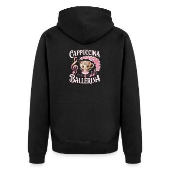  Cappuccina Ballerina Cute Coffee Ballet Lover - Unisex Premium Organic Zip Hoodie - black - Back - Nico (187cm)