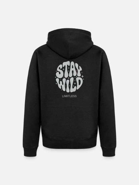 Stay Wild Limitless - Unisex Premium Organic Zip Hoodie - black