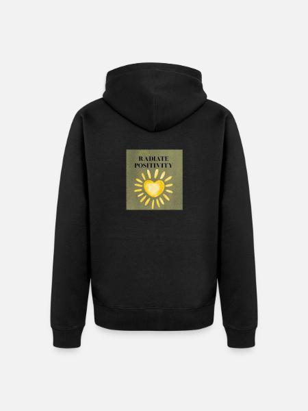 Radiate Positivity Sunheart - Unisex Premium Organic Zip Hoodie - black