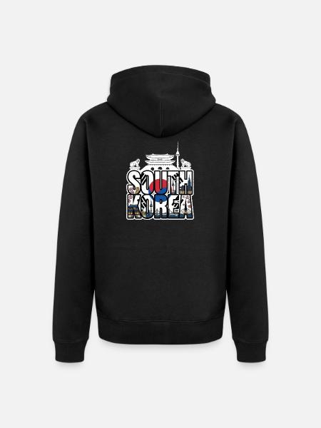 South_Korea - Unisex Premium Organic Zip Hoodie - black