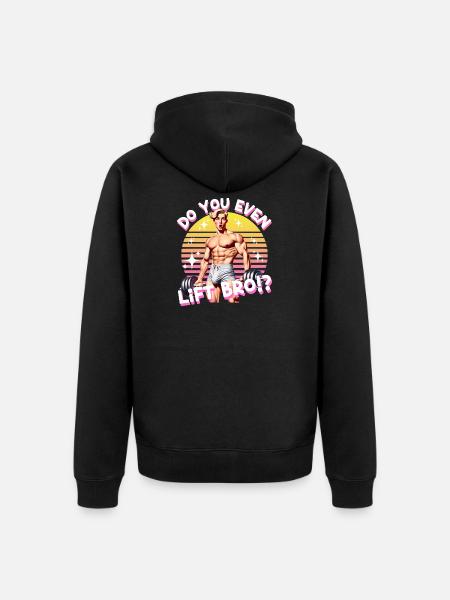 Retro Muscle Lift Meme - Unisex Premium Organic Zip Hoodie - black