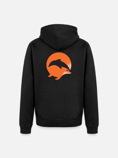 Fox or Dolphin in this fun optical illusion - Unisex Premium Organic Zip Hoodie - black
