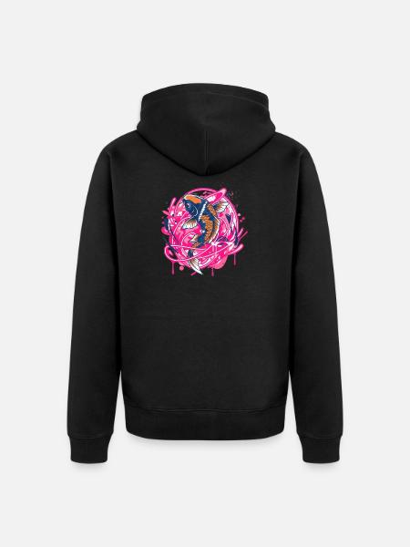 Koi Neon Splash Art - Unisex Premium Organic Zip Hoodie - black