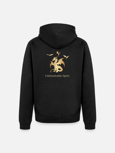 Unbreakable Spirit Dragon - Unisex Premium Organic Zip Hoodie - black