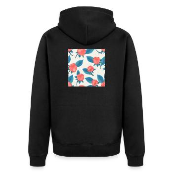 Raspberry Blue Floral Pattern - Unisex Premium Organic Zip Hoodie - black - Back - Nico (187cm)