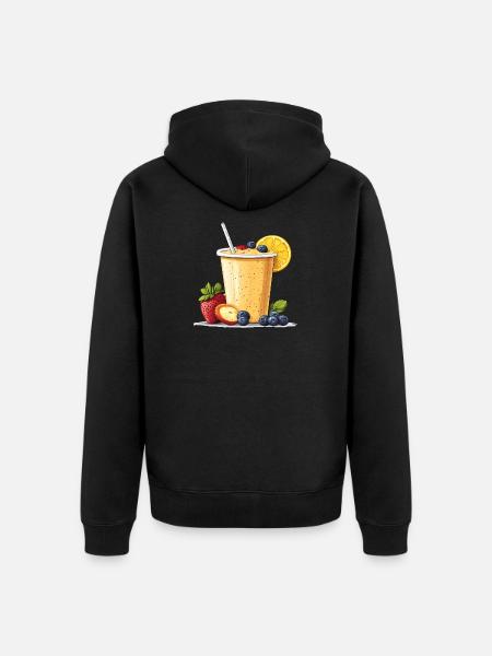 Citrus Berry Smoothie Cup - Unisex Premium Organic Zip Hoodie - black