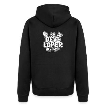 Developer - TECHNOLOGY Graffiti Character Bold pop - Unisex Premium Organic Zip Hoodie - black - Back - Nico (187cm)