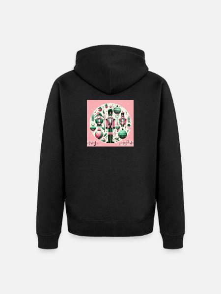 Pastel Nutcracker Holiday Medley - Unisex Premium Organic Zip Hoodie - black