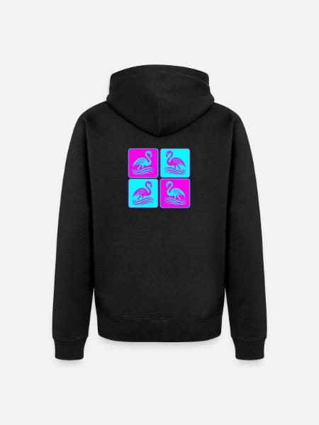 Flamingo Waves Pop Art - Unisex Premium Organic Zip Hoodie - black