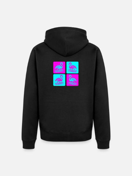 Flamingo Waves Pop Art - Unisex Premium Organic Zip Hoodie - black