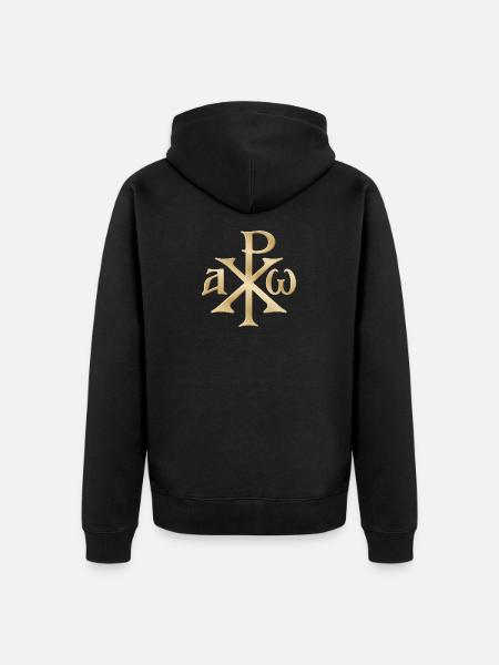 Chi Rho Christogram Gold - Unisex Premium Organic Zip Hoodie - black