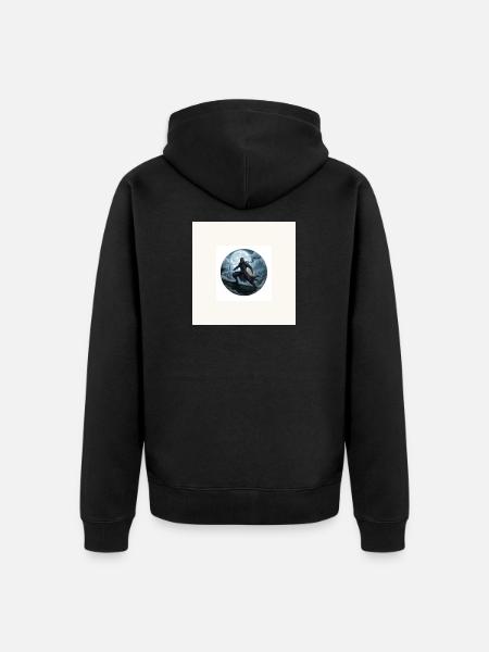 Moonlit Shadow Ninja Circle - Unisex Premium Organic Zip Hoodie - black