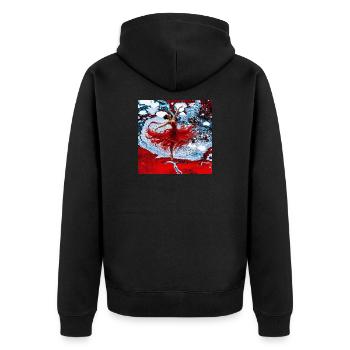 Crimson Dancer Over Marble Swirl - Unisex Premium Organic Zip Hoodie - black - Back - Nico (187cm)