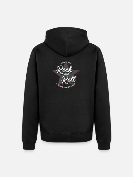 Born to Rock and Roll Star Design - Unisex Premium Organic Zip Hoodie - black