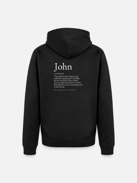 John Dictionary Definition Name John - Unisex Premium Organic Zip Hoodie - black