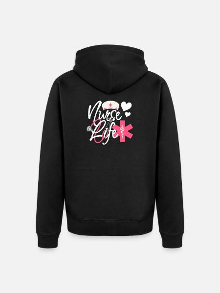 Nurse Life – Heart & Stethoscope Pride - Unisex Premium Organic Zip Hoodie - black