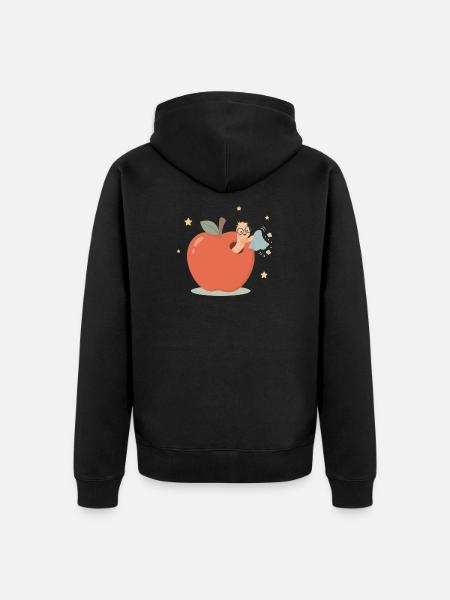 Funny bookworm cleaning house - Unisex Premium Organic Zip Hoodie - black