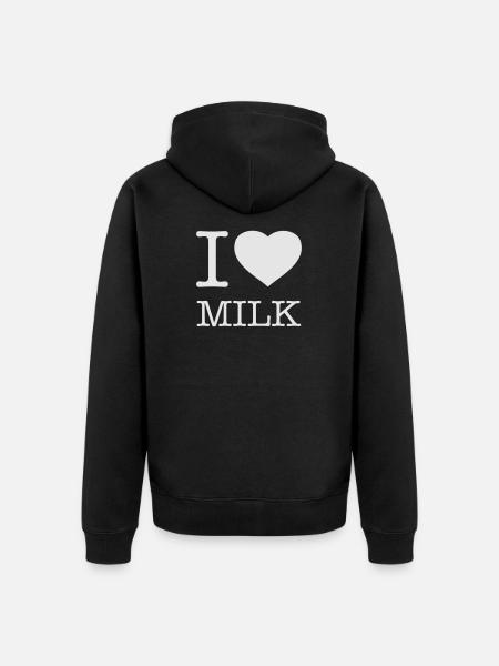 I LOVE MILK - Unisex Premium Organic Zip Hoodie - black
