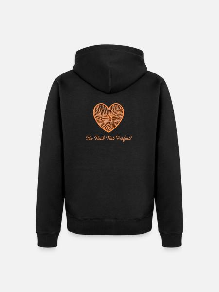 Fingerprint Heart Custom Design - Unisex Premium Organic Zip Hoodie - black