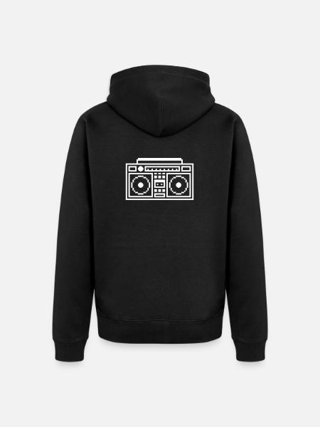 Retro Ghettoblaster Boombox - Unisex Premium Organic Zip Hoodie - black