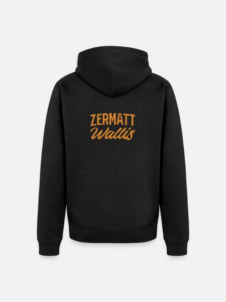 Zermatt Wallis Alpine Script - Unisex Premium Organic Zip Hoodie - black