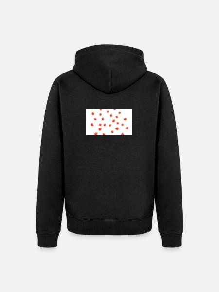 Strawberry Scatter Pattern - Unisex Premium Organic Zip Hoodie - black