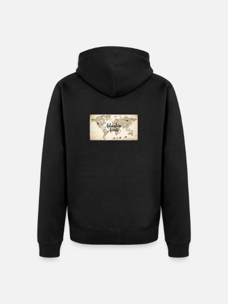 Adventure Awaits World Map - Unisex Premium Organic Zip Hoodie - black