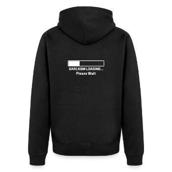 Sarcasm Loading Please Wait – Funny Geek Humor - Unisex Premium Organic Zip Hoodie - black - Back - Nico (187cm)