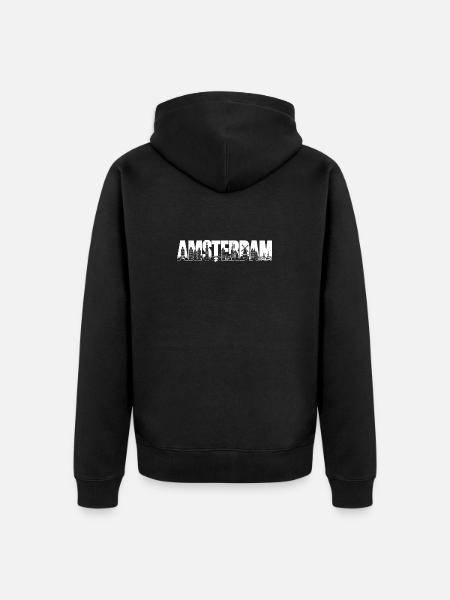 Amsterdam Holland Netherlands silhouette vacation - Unisex Premium Organic Zip Hoodie - black