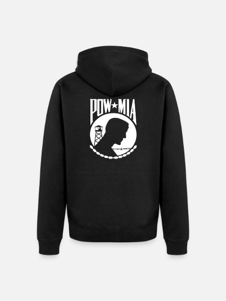 POW MIA Never Forget - Unisex Premium Organic Zip Hoodie - black