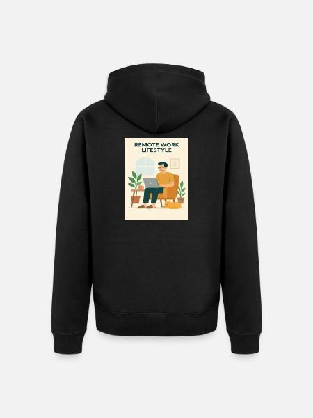 Remote Work Lifestyle Illustration - Unisex Premium Organic Zip Hoodie - black